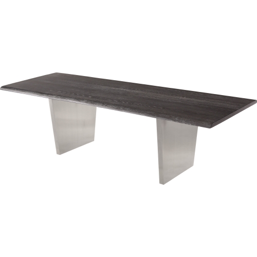 Aiden 96" Dining Table in Oxidized Grey on Brushed Silver Stainless